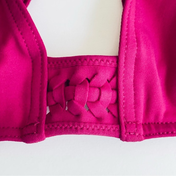 NWT ERES “Lumi” Multi Position Triangle Bikini Top Pink Fizz with Braiding - Picture 6 of 16
